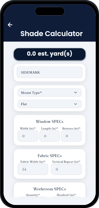 Shade calculator screen